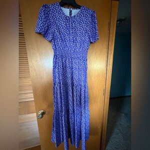 SHEIN Purple Floral Short-Sleeve Maxi Dress